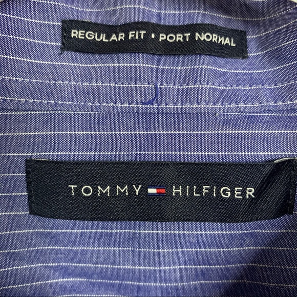 Tommy Hilfiger blue and white dress shirt - Picture 3 of 5